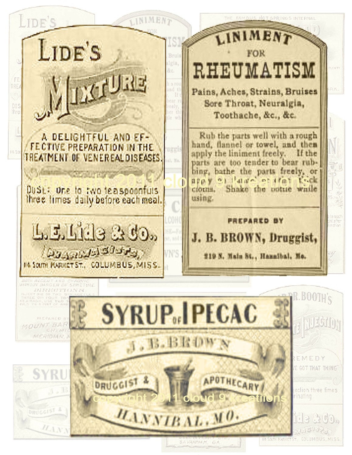 Antique Medicine Labels Digital Collage Sheet 1