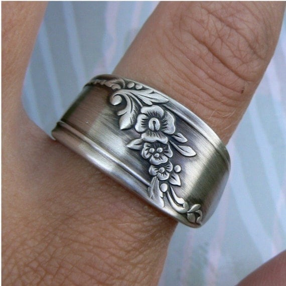 Antique Spoon Ring Silver Pattern Queen Bess 2 by Revisions
