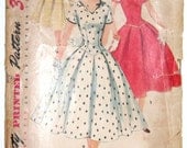 Vintage sewing pattern 1950s formal dress Simplicity 1076 - 30 bust