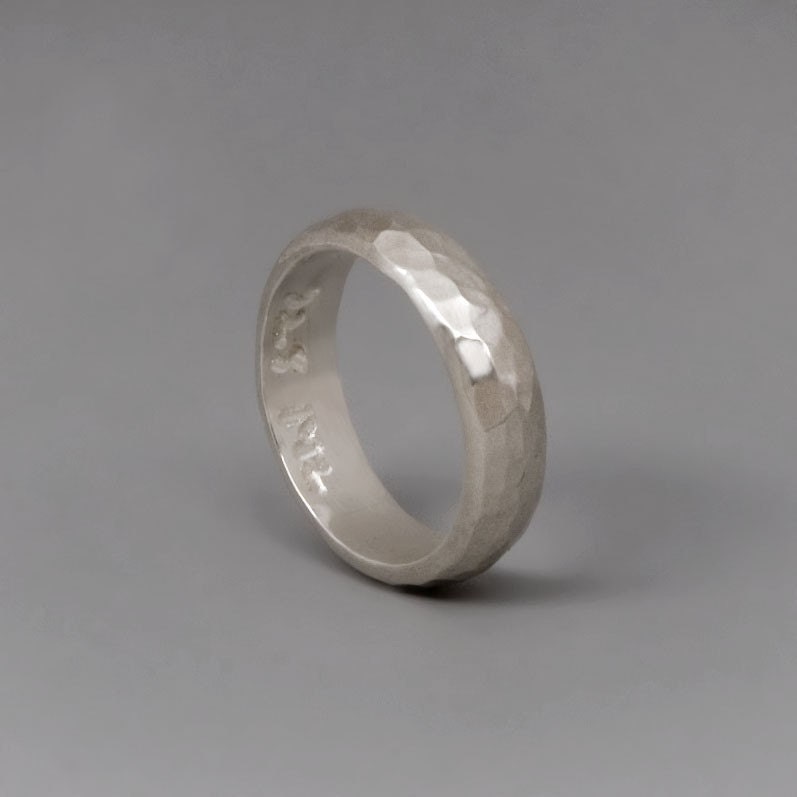 Sterling Silver Wedding Band Ring - Handmade Sterling Silver Jewelry - Rock Ring
