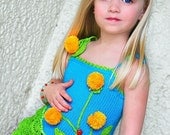 Dandelion Tunic Pattern/eBook Sizes 2-12 Hand Knitted with Crocheted details