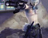 Post-Apocalyptic Badass Bunny Boy Art Print - 8 x 10" - "Bunneh"