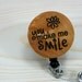 Badge Reel Badge Holder Retractable ID Badge Holder - Natural Wood - Smile