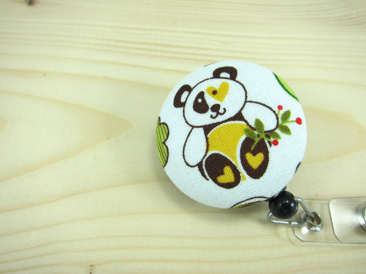 Badge Holder Badge Reel Retractable ID Badge Holder - Yellow Panda