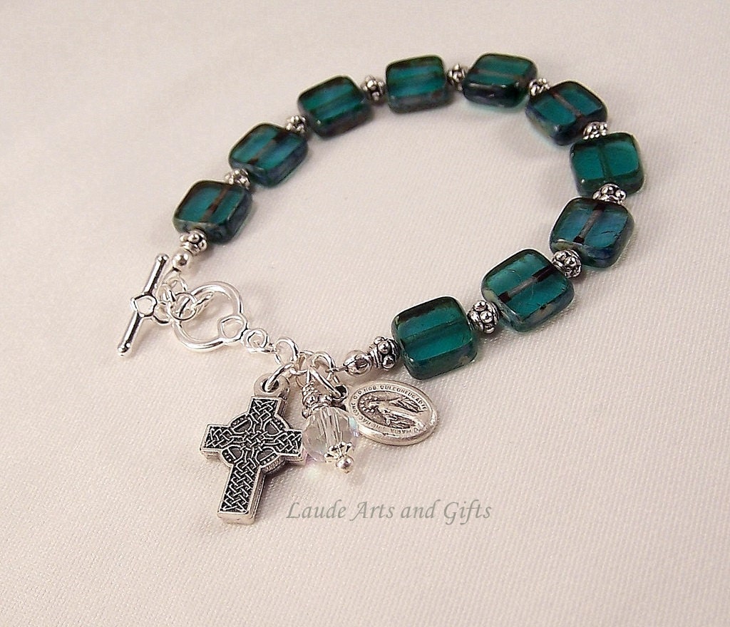 Rosary Bracelet Irish Celtic Miraculous Medal Artisan
