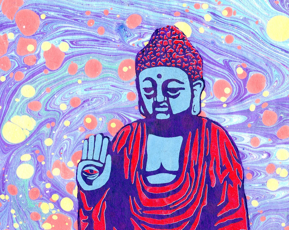 Fearless Buddha Ebru 8x10 giclee print