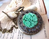 Shangri-La Jade Steampunk Pocket Watch Necklace
