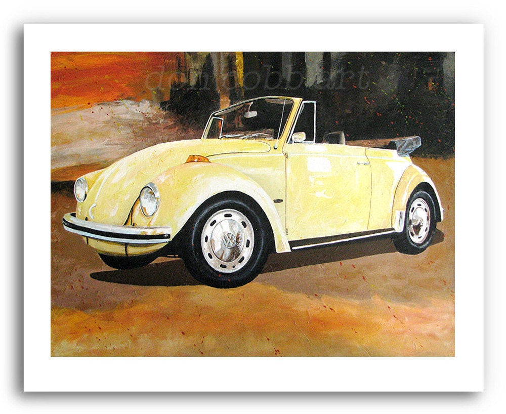 Volkswagen Slug Bug Beetle Convertible 11x14" Art Print Signed and Numbered
