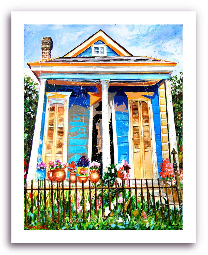 New Orleans Art Garden District House 11x14" Signed Numbered Art Print "Bloom Street"