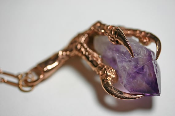 the messenger. rose gold vermeil crow claw & amethyst necklace. limited run.