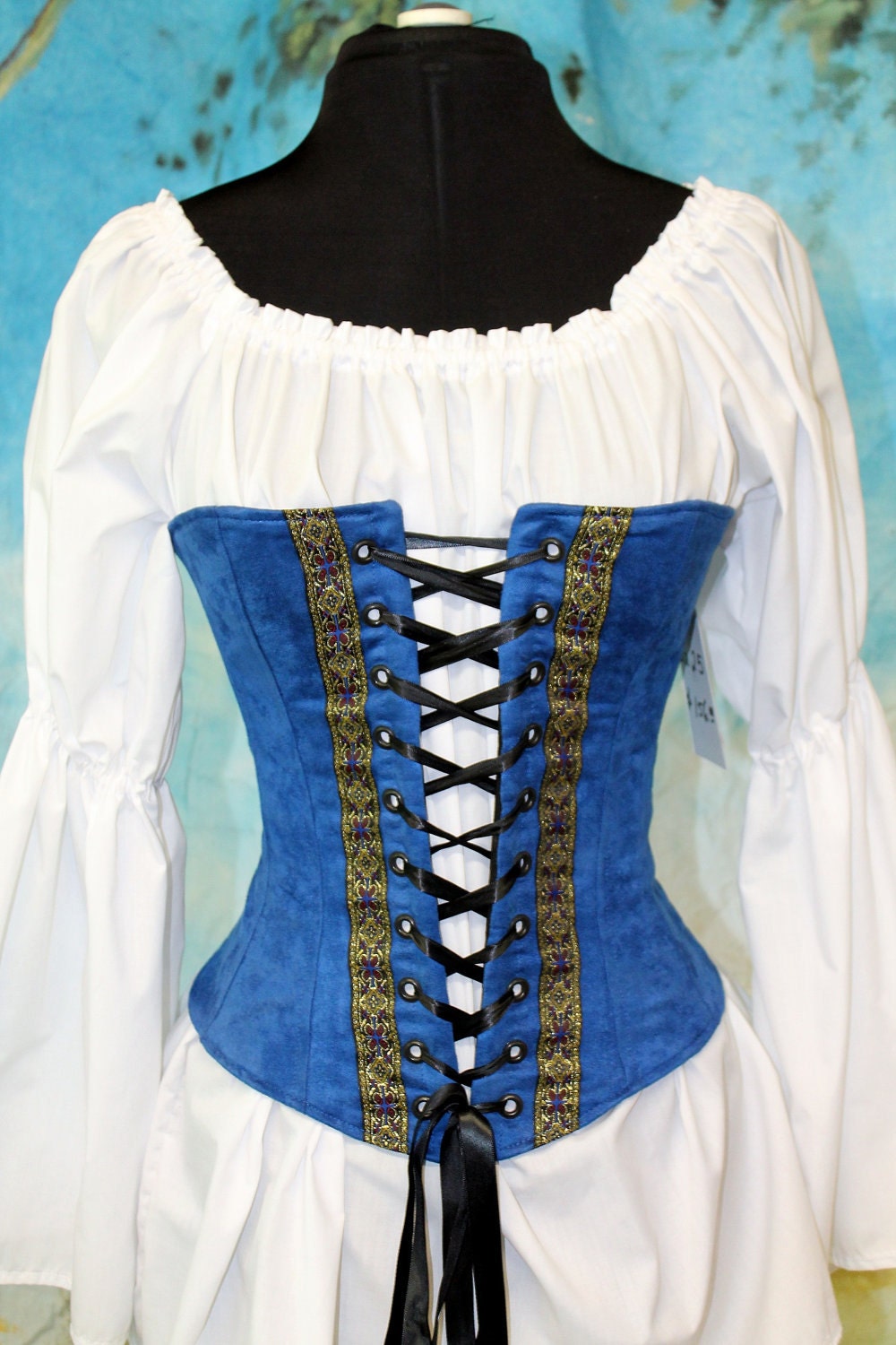 Royal Blue Overbust Corset for Renassance, Pirate, Gypsy, Steampunk, 3 sizes to choose from 21, 35, 37 Ready to Ship