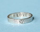 Personalized Ring -  Thin Secret Message Ring - Silver Posey Ring - Free Shipping Etsy