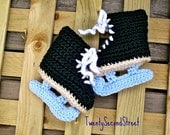 Baby Booties -  Black Baby Skates NEWBORN Photo Prop