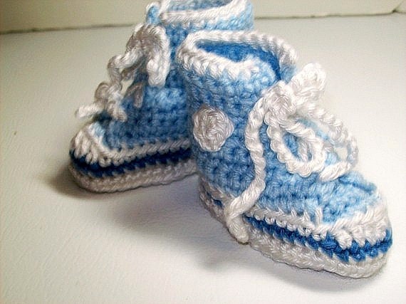 NEWBORN Hi-top Baby Sneaker Booties - Baby Blue Newborn Photo Prop