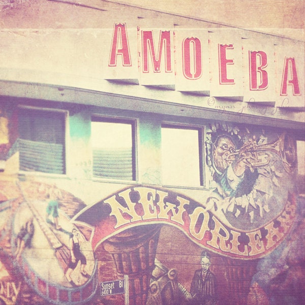 music photograph, Amoeba Records. Hollywood Los Angeles California musician vinyl Sunset Blvd retro vintage for him, dudes guys fathers day