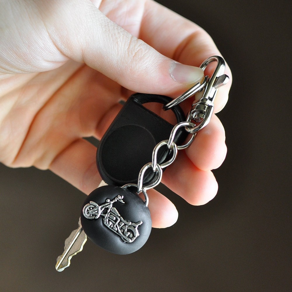 Motorcycle Key Chain Men or Women Unisex with Swivel Hook for Father's Day in Black Polymer Clay Gift Idea