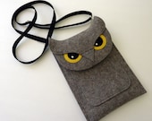 Owl Kindle and Kindle Paperwhite  case - Gray felt - Made to order