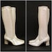 60s Boots Vintage Go-go Silver Sparkly Knee High Stretch Space Boots 7