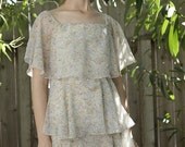 MARITA by anthony muto dress/ 1970s sweet FLORAL ruffle tiered dress