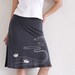 Handmade appliqué Jersey A-line skirt . Grey Knee Length Skirt - The creek and the paper boats - size Medium