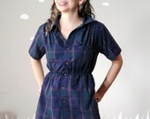 Custom shirt upcycled tunic plaid grunge soft made to order BLUE IN SEATTLE