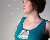 Folk tank embellished lace eco friendly teal large FRILLS & THRILLS