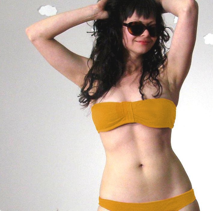 Vintage inspired eco friendly cotton bikini bathing suit custom fit BEACH BUM