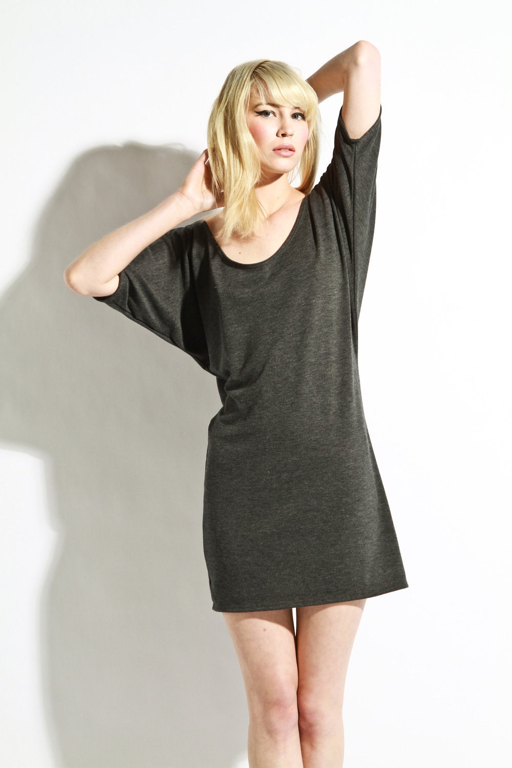 Angel Sweater Dress - Womens Knit Clothing Charcoal Grey Dress Medium Large
