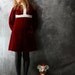 Vintage 1960s Dress Garnet Velvet and Lace Victorian Baby Doll Dress