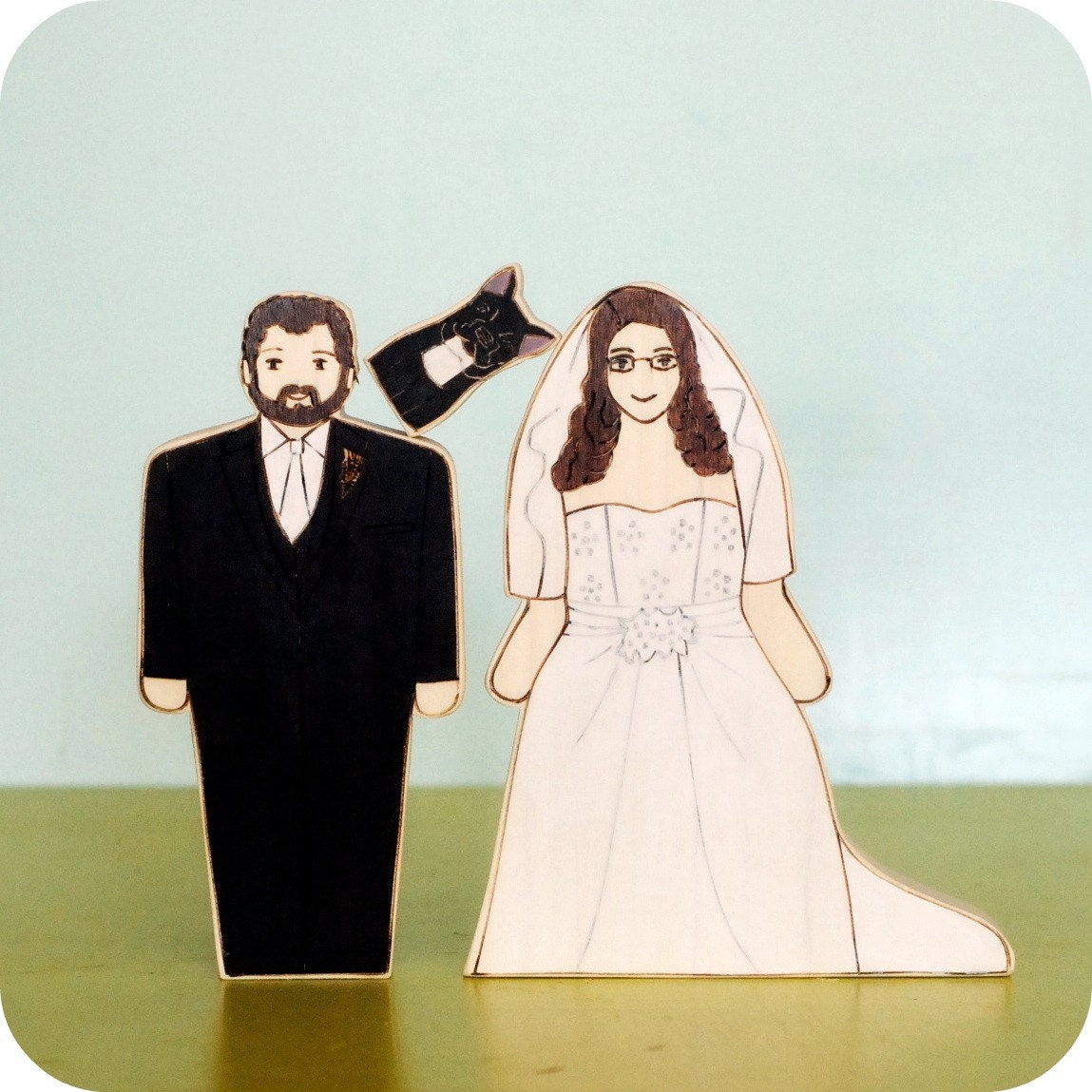 Custom Wedding Cake Topper Couple With Pet