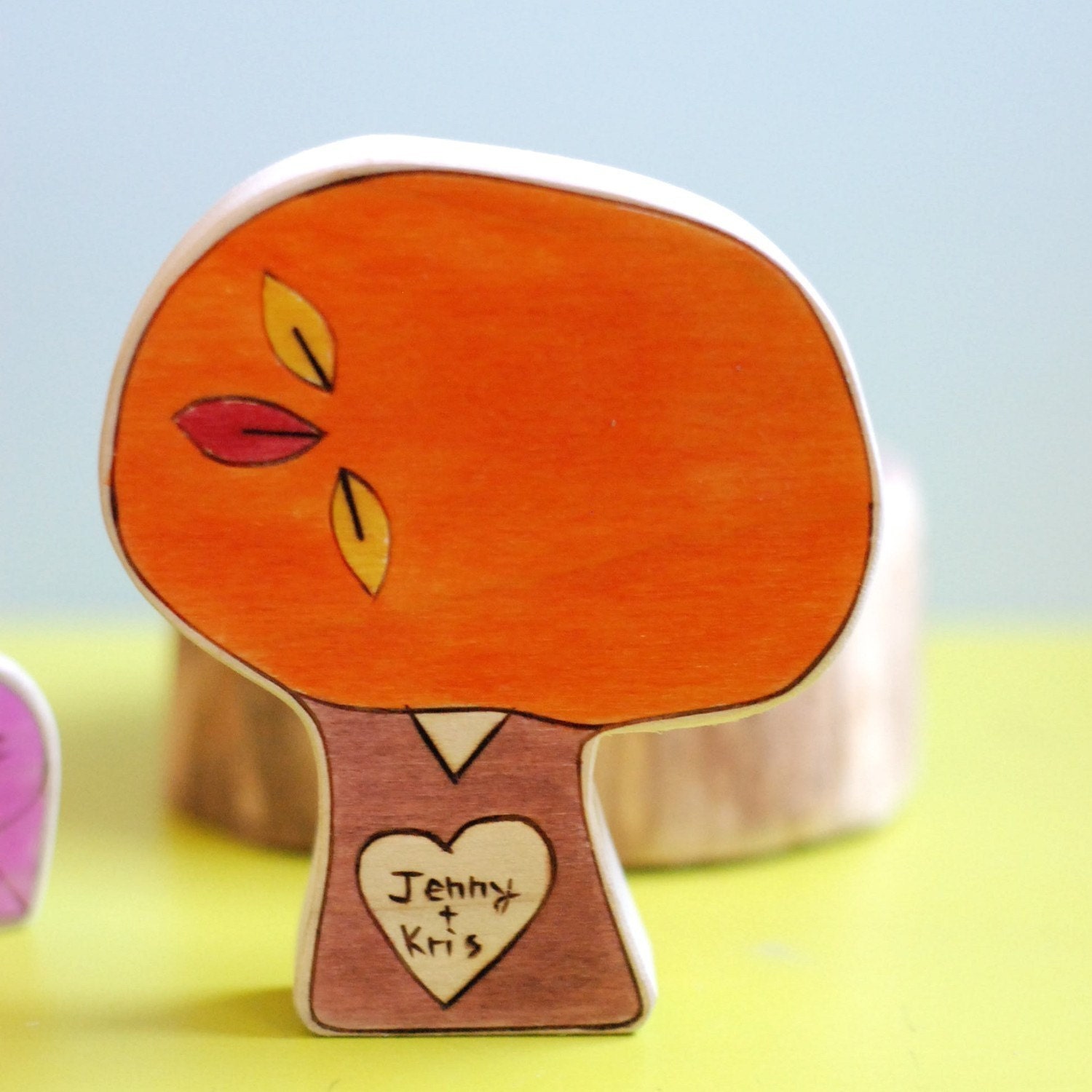 Personalized Wedding Cake Topper, Love Gift, Fall, Sweetheart Tree, Four Inch