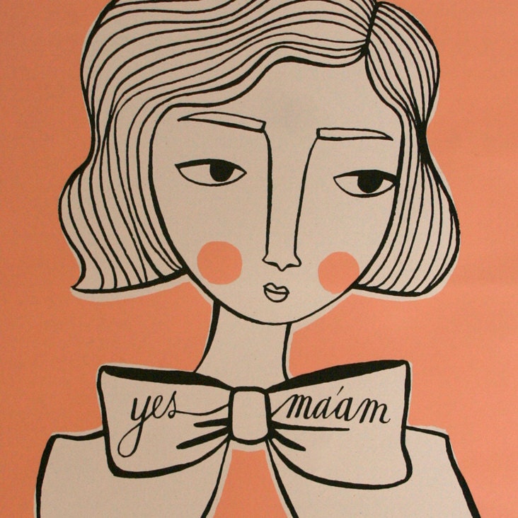 screenprinted poster: girl with bow