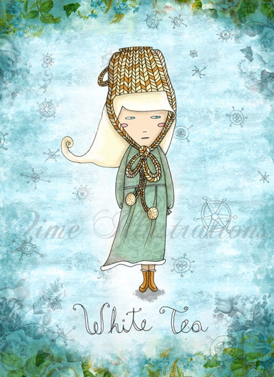 FREE SHIPPING Teen Wall art Print - White Tea Girl children bedding 6 x 8 print tea lover knit winter teal aqua blue
