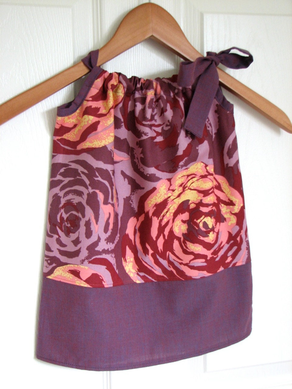 Pillowcase Dress in Plum Flowers - Size 12M