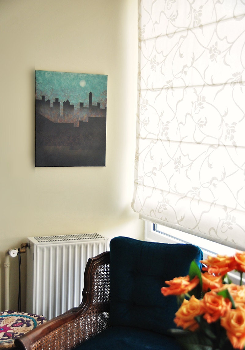 Cityscape, Original Acrylic Abstract Painting on gallery wrap canvas, home decor, minimal, ready to hang