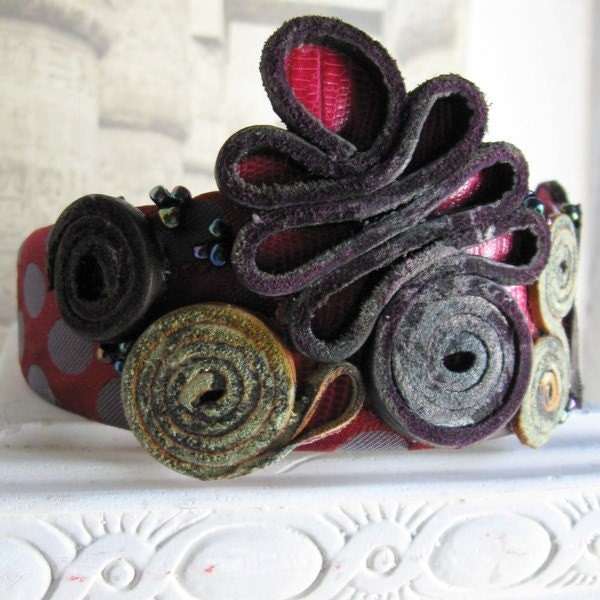 Raspberry Polka Dot Headband