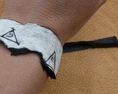 Fur bracelet - real zebra hide bracelet with leather straps and hand-stitched accents