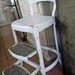 Vintage Metal Kitchen Utility Stool Robins Egg Blue