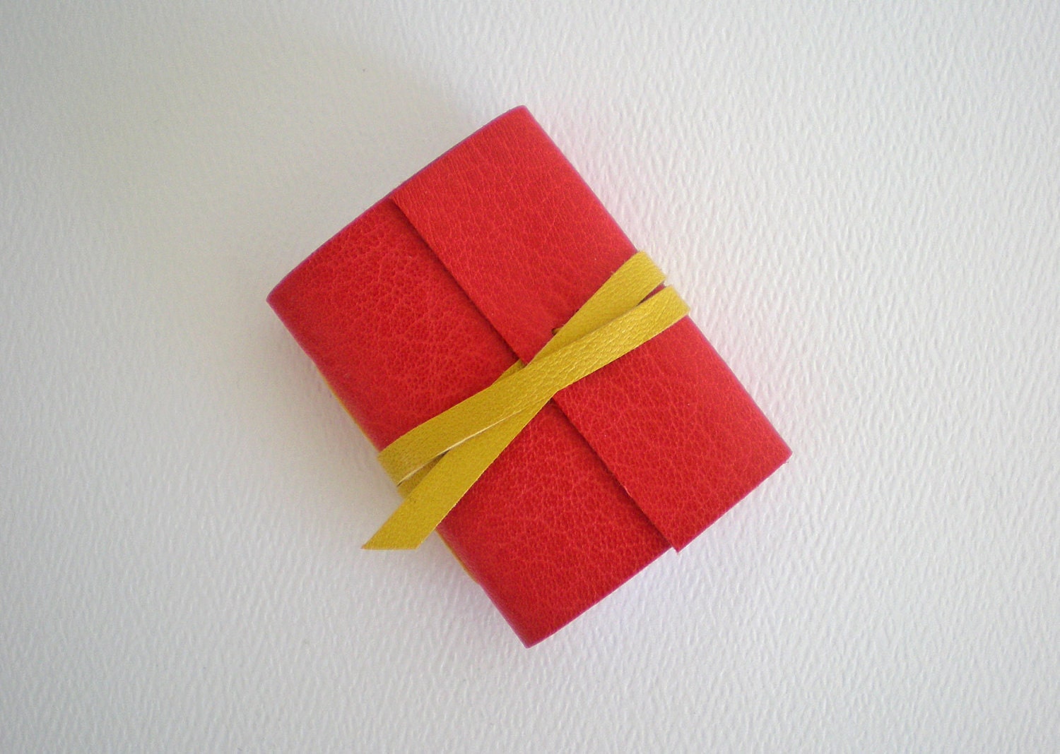 SALE 50% off Super Mini Journal - Red & Yellow Leather Goatskin - small, bright, colourful, Spanish notebook