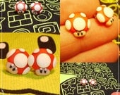 Red Super Mario Mushroom stud earrings Nintendo
