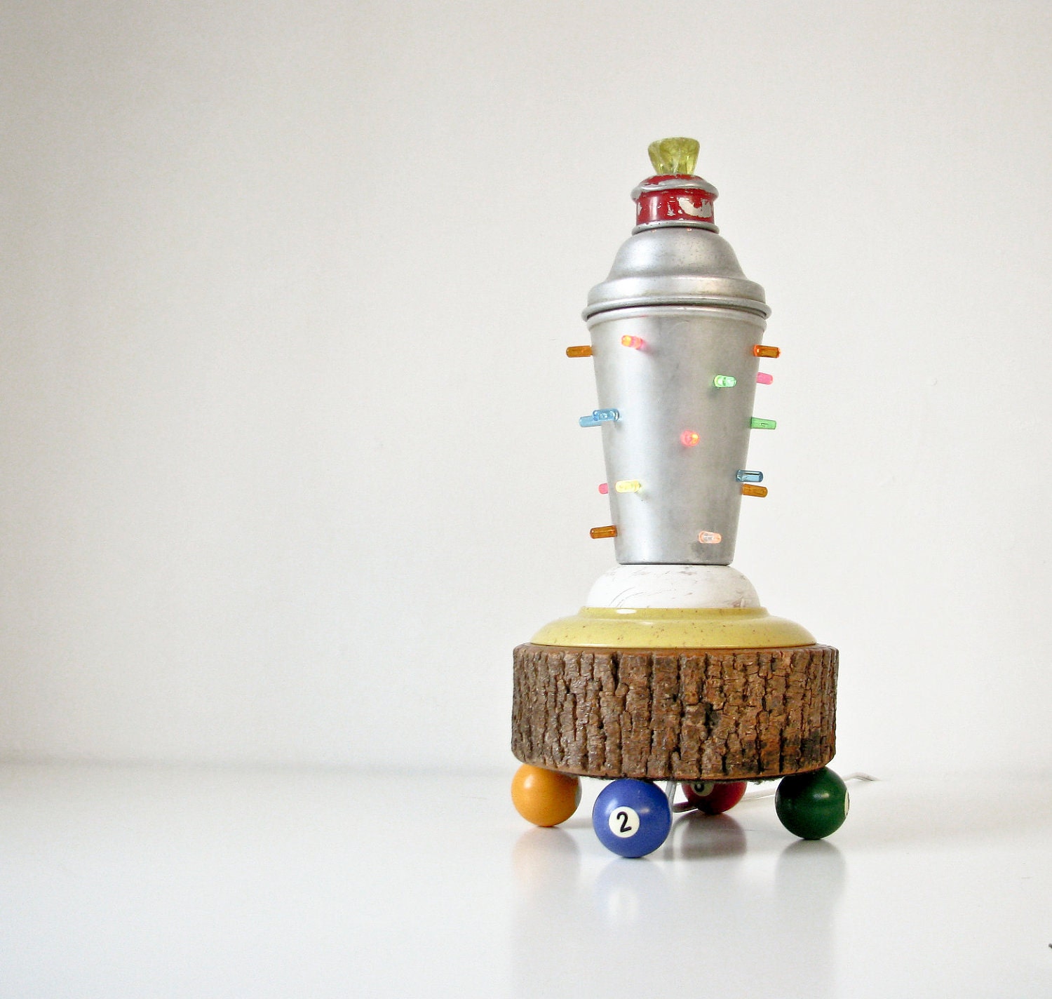 Table Lamp - Vintage Cocktail Shaker - Colorful Retro Fun - Upcycled Table Lamp