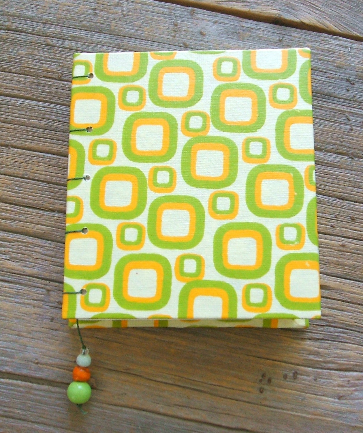 Small Blank Handmade Journal Coptic Stitch 70s Inspired Colorful Squares Sketchbook