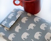 Kindle Sleeve Cover Case Holder Nook, Nook Color, Ereader, Gadget Case - Elephant Walk in Grey Gadget Cases and Covers Ereader Accessories