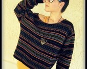 CUSTOM Made to Order LOVE Vintage Oversize Off-The-Shoulder Boyfriend Sweater Jumper