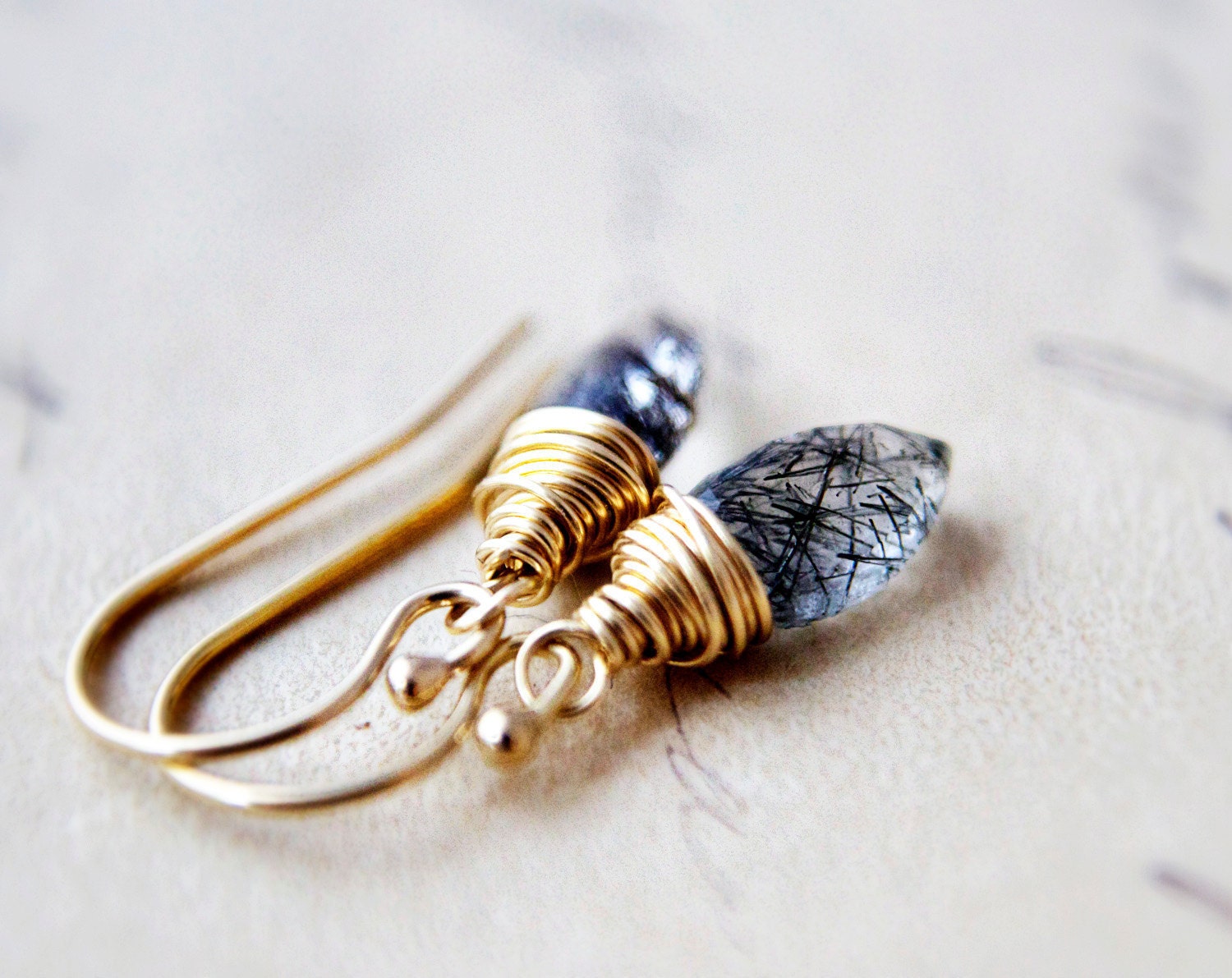 Earrings Jewelry Tourmalinated Earrings Gemstone Jewelry Gold Dangle PoleStar