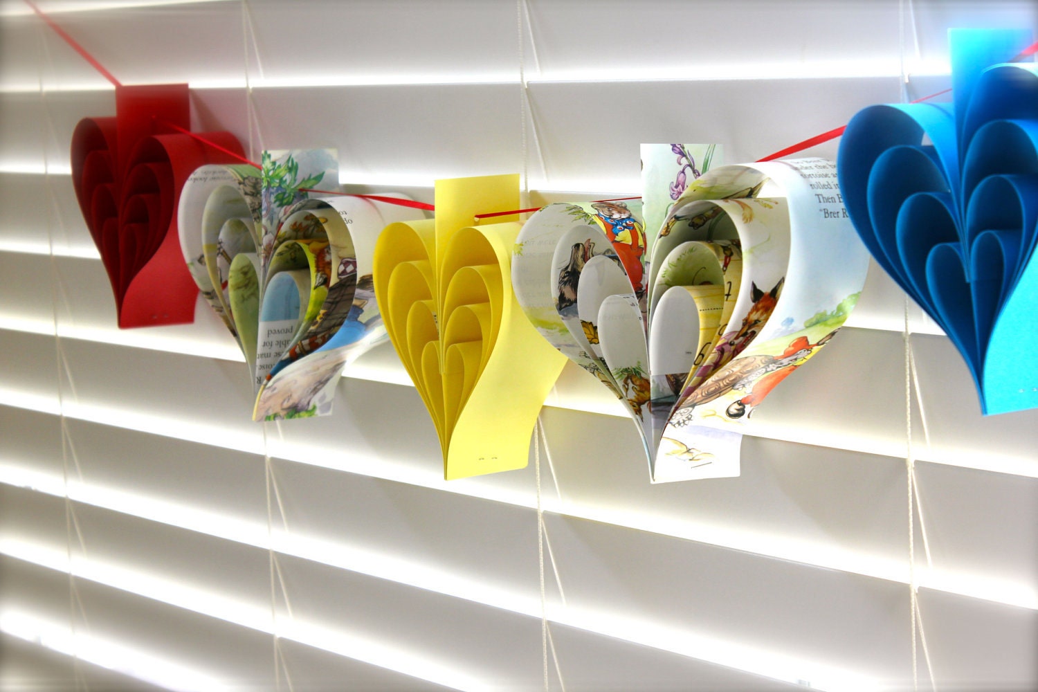 Vintage StoryBook Banner Custom Heart Garland Story Book Banner