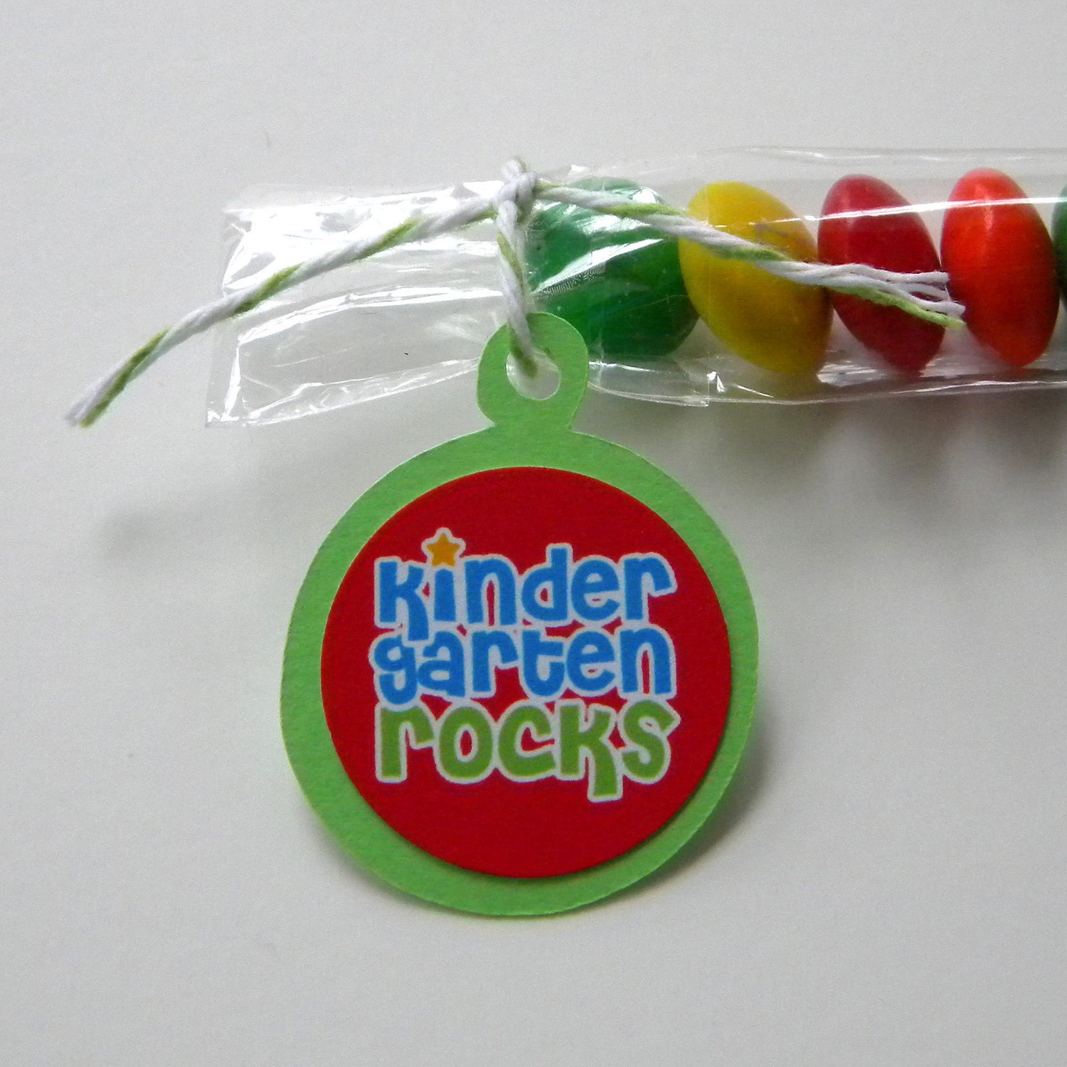 Kindergarten Rocks Candy Bag Favors, Set of 12, Lime Green, Red Il_570xn