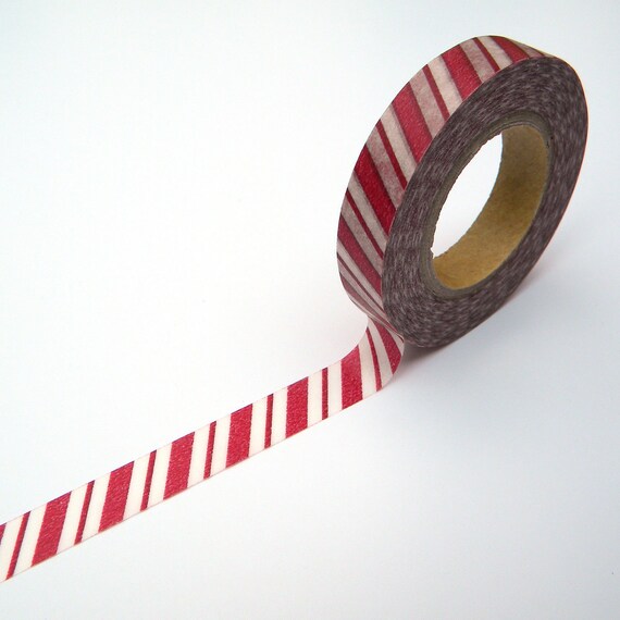 Japanese Washi Masking Tape, Gift, Scrapaholic, Red Diagonal Stripes Il_570xn