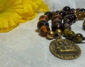 Indian Glass Beaded Shiva and Parvati Golden Necklace