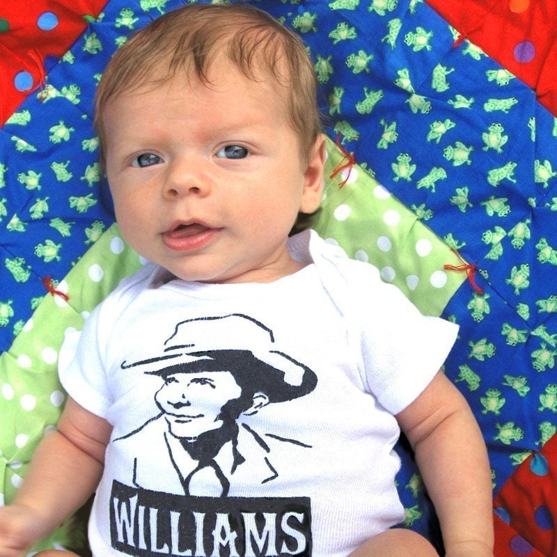 Hand Painted Hank Williams Baby Bodysuit or Kid's Shirt (pick your size) Perfect Baby Shower Gift - country music